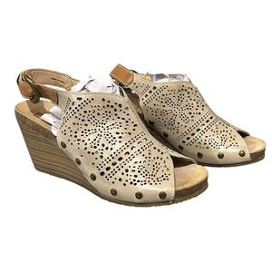 PIKOLINOS Benissa Wedge Slingback Peep Toe Sandals Smoke Natural EU40 US9.5 VGC